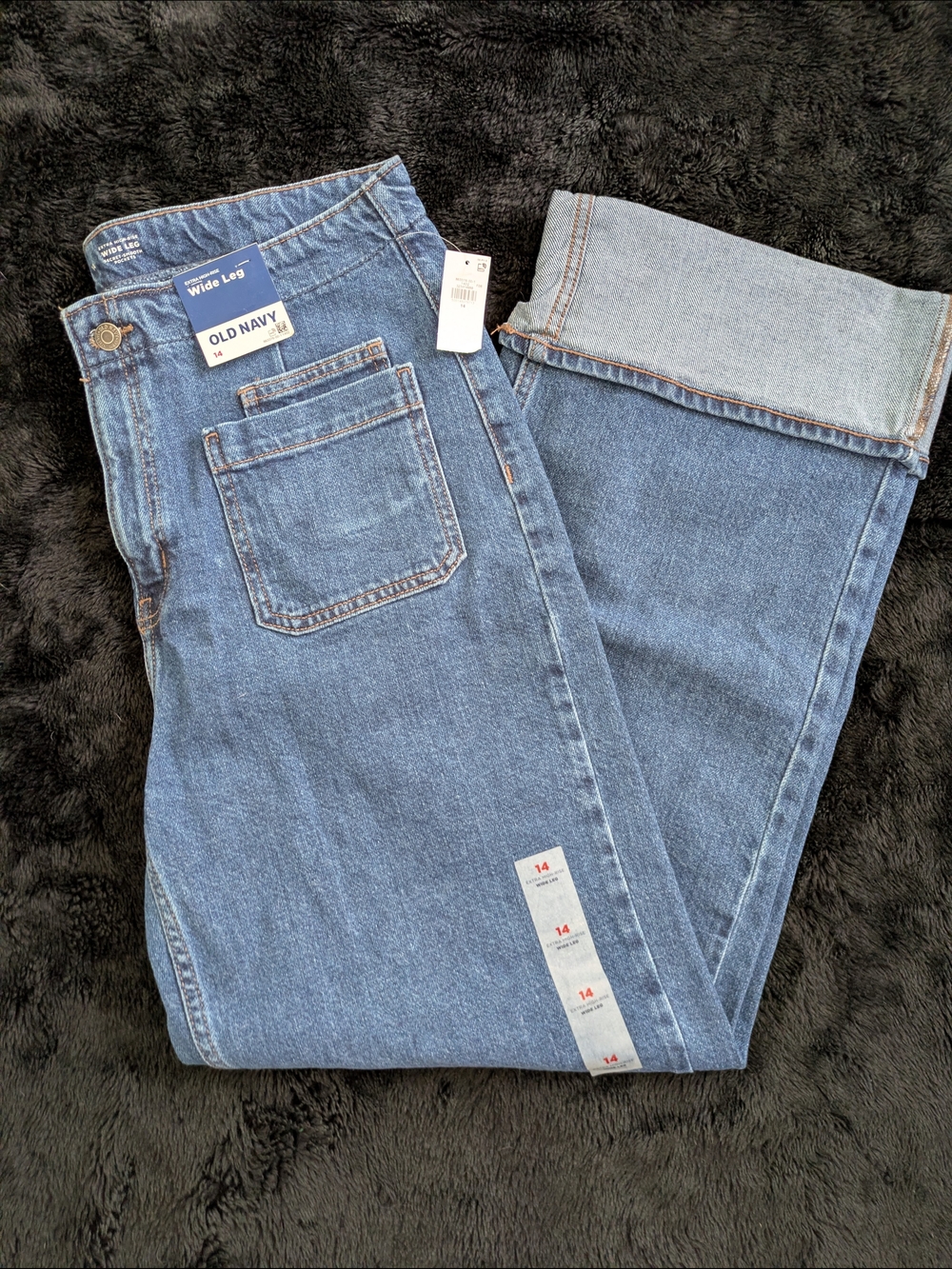 Old Navy Extra High Waisted Cuffed Wide-Leg Jeans